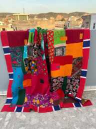 Handmade Block Print Patchwork Reversible Cotton Kantha Quilt Soft Blanket - thumbnail 1