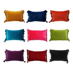 Velvet Tassel Cushion, Oblong Cushions, Terracotta Throw Pillow - thumbnail 1