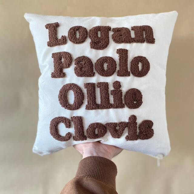 Personalized Family Names Pillow, Embroidered Name Grandchildren Custom Grandma Gift Idea, Throw Pillow, Gift For Parents - image 1