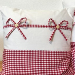 1x Country Style Cushion Cover, Decorative Red/White Checkered - thumbnail 2