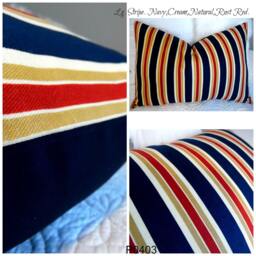 Large Stripe.stripes.navy.rust Red.cream.natural.pillow Cover.slip Cover.traditional.home Decor.den Decor.living Room Decor.pillow Cover - thumbnail 2