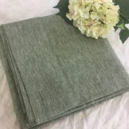 Chambray Olive Green Linen Bed Sheets, Available in Queen, King, Twin, Full, Custom Size Welcome - thumbnail 3