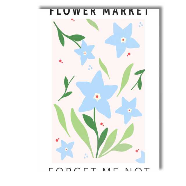 Pastel Blue Forget Me Not Wildflower Botanical Illustration Canvas Wall Art Print Decor Picture Ready To Hang - image 1