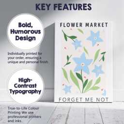 Pastel Blue Forget Me Not Wildflower Botanical Illustration Canvas Wall Art Print Decor Picture Ready To Hang - thumbnail 2