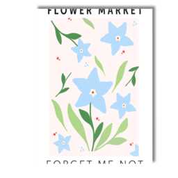 Pastel Blue Forget Me Not Wildflower Botanical Illustration Canvas Wall Art Print Decor Picture Ready To Hang - thumbnail 1