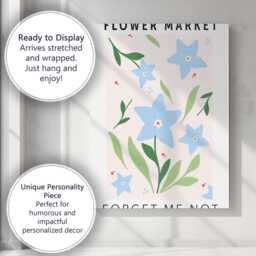 Pastel Blue Forget Me Not Wildflower Botanical Illustration Canvas Wall Art Print Decor Picture Ready To Hang - thumbnail 3