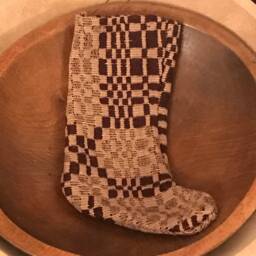 Primitive Coverlet Stocking Early Christmas Cabin Make Do - thumbnail 3