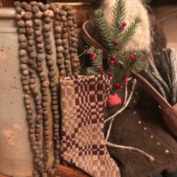 Primitive Coverlet Stocking Early Christmas Cabin Make Do - thumbnail 4