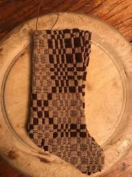 Primitive Coverlet Stocking Early Christmas Cabin Make Do