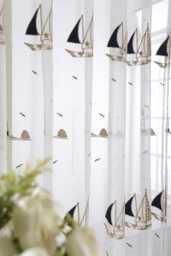 Custom Sailing Boat Voile Curtain Sheer Kids Room Decor