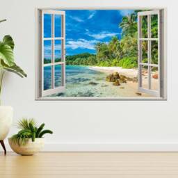 Beautiful Tropical Island Beach 3D Window View Wall Sticker Poster Decal A122 - thumbnail 2