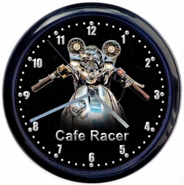 Triton, Cafe Racer, Large 10Inch Black Wall Clock