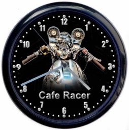 Triton, Cafe Racer, Large 10Inch Black Wall Clock