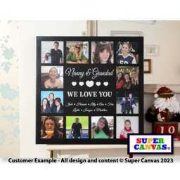 Grandparents 12 Picture Photo Collage Framed Canvas Print Handmade Gift For Mum Dad Nana Nanny Grandma Grandad Birthday Christmas - thumbnail 1