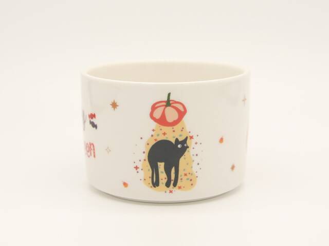 Halloween Black Cat Pumpkin Succulent Pot, Ceramic Planter With Bamboo Tray - image 1