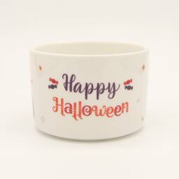 Halloween Black Cat Pumpkin Succulent Pot, Ceramic Planter With Bamboo Tray - thumbnail 3