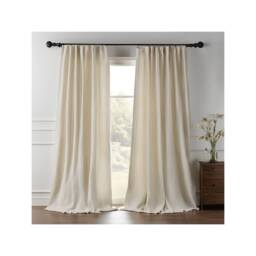 Extra Wide Thick Linen Curtains For Living Room, Heavy Drapery Panels Bedroom, Room Darkening Rod & Track