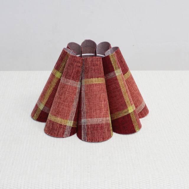 Handmade Red Plaid Fabric Lampshade Pleated Shade-106# - image 1