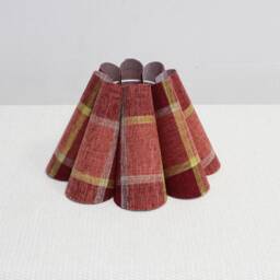 Handmade Red Plaid Fabric Lampshade Pleated Shade-106# - thumbnail 1
