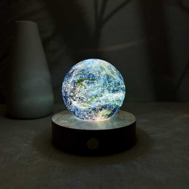 Custom Blue Galaxy Night Light, Star Glass Ball Lamp, Personalized Planet Led Table Space Desk Nebula Bedside Lamp - image 1