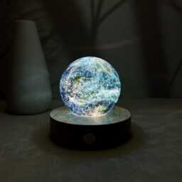 Custom Blue Galaxy Night Light, Star Glass Ball Lamp, Personalized Planet Led Table Space Desk Nebula Bedside Lamp - thumbnail 1