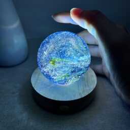 Custom Blue Galaxy Night Light, Star Glass Ball Lamp, Personalized Planet Led Table Space Desk Nebula Bedside Lamp - thumbnail 4