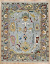 Gray Oushak Wool Rug, Colorful Fine Woolhandwoven Area Rug Ar_3155 - thumbnail 1