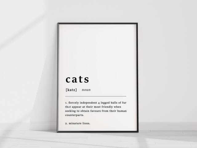 Cats Definition Poster Print Funny Cat Lover Wall Art - image 1