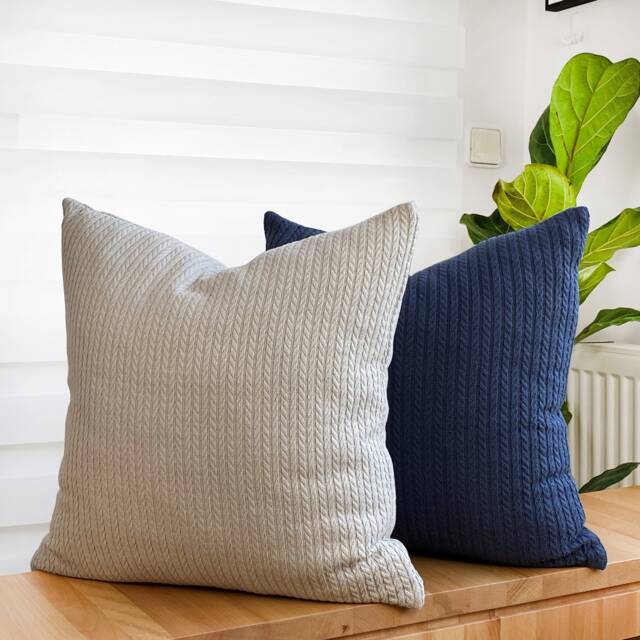 Minimalist Knitted Throw Pillow Cover Soft Neck Chunky Knit Cable Case Textured Cushion - Only Cover - image 1