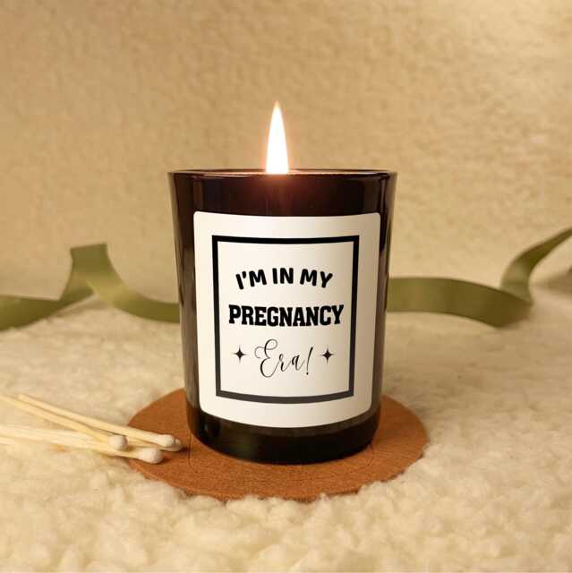 Personalised Pregnancy Reveal Candle Gift Set - in My Era Maternity Mum To Be Baby Shower Present For Friend Or Colleague - image 1