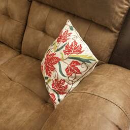 "Handmade Silk Embroidery Cushion Cover Maple Leaf Throw Pillow - 16""x16" - thumbnail 2