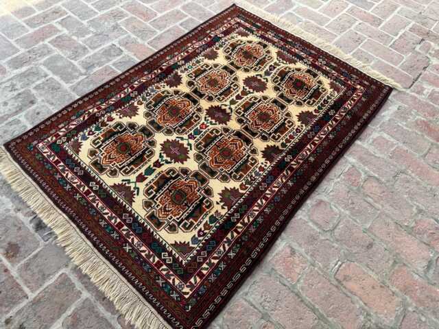 3x5 Afghan Baluchi Wool Rug - Premium Handwoven Tribal Carpet Naturally Dyed Fine Oriental Area For Bedroom Or Hallway Boho Gift - image 1