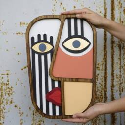 Decorative Mask, Living Room Wall Decor, Pop Art, Wood Hanging, Modern Kids Urban 3D African Mask - thumbnail 2