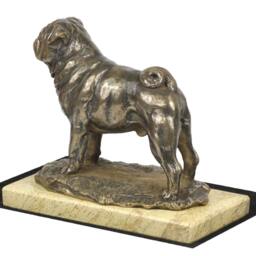 Pug , Dog Sand Marble Base Statue, Limited Edition, Artdog. Made Of Cold Cast Bronze. Perfect Gift. Limited Edition - thumbnail 3