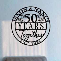 Custom 50Th Anniversary Metal Sign, Personalized 40 Years Wedding Gift, Together, Family Name Sign, Wall Art Sign For Parents, Valentines Gift - thumbnail 2