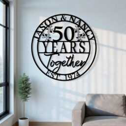 Custom 50Th Anniversary Metal Sign, Personalized 40 Years Wedding Gift, Together, Family Name Sign, Wall Art Sign For Parents, Valentines Gift - thumbnail 1