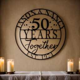 Custom 50Th Anniversary Metal Sign, Personalized 40 Years Wedding Gift, Together, Family Name Sign, Wall Art Sign For Parents, Valentines Gift - thumbnail 4