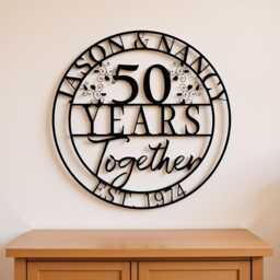Custom 50Th Anniversary Metal Sign, Personalized 40 Years Wedding Gift, Together, Family Name Sign, Wall Art Sign For Parents, Valentines Gift - thumbnail 3