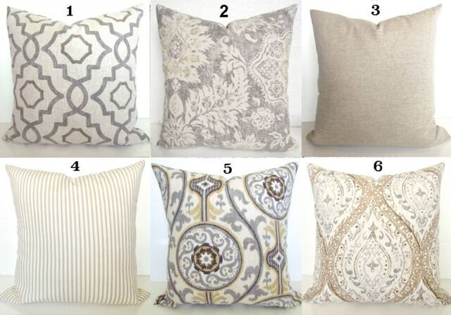Tan Pillows Gray Throw Pillow Covers Grey Decorative Pillows .all Sizes. Home Decor - image 1