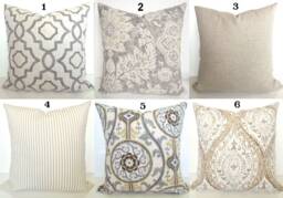 Tan Pillows Gray Throw Pillow Covers Grey Decorative Pillows .all Sizes. Home Decor - thumbnail 1