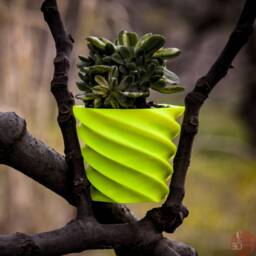 Geometric Spiral Succulent Planter, Modern 3D Printed Pot - thumbnail 1