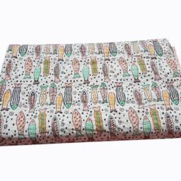 New Multicolor Fish Printed Kantha Quilt Pure Cotton Blanket 108x90 Queen Size Throw - thumbnail 3