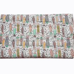 New Multicolor Fish Printed Kantha Quilt Pure Cotton Blanket 108x90 Queen Size Throw - thumbnail 2