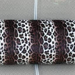 Animal Print Bed Bolster, Round Cylinder Pillow With Fringe - thumbnail 4
