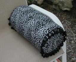 Animal Print Bed Bolster, Round Cylinder Pillow With Fringe - thumbnail 1