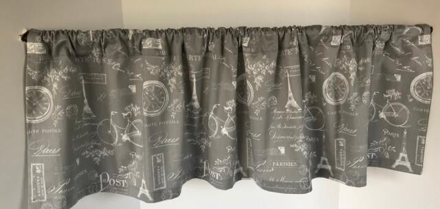 Gray Paris Twill Valance Eiffel Tower Window Curtain - image 1