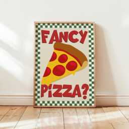 Pizza Print, Fancy Gift For Foodie, Lover Food Kitchen Wall Art, Pizzeria, Colourful Trendy Poster 2952 - thumbnail 2