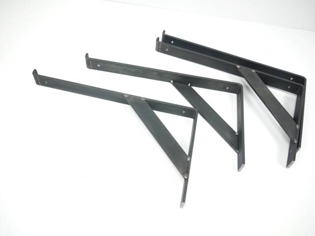 Metal Bracket Heavy Duty Double Scaffold Board 440mm 450mm Shelf Shelving Industrial Rustic Wall Reinforced Breakfast Table - image 1