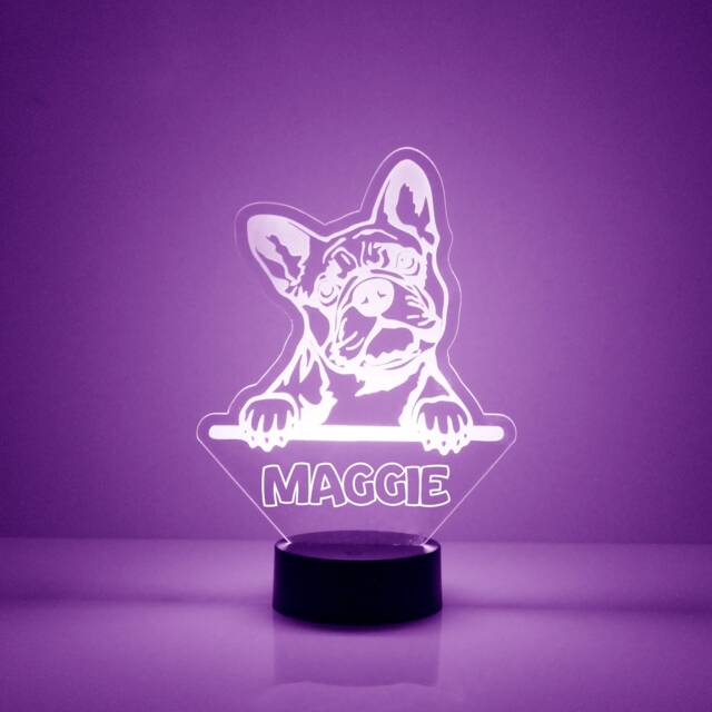 Boxer Dog Acrylic Light Up , Custom Engraved Night Light, Personalized Free, 16 Color Options With Remote Control, Dog, Puppy - image 1