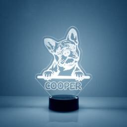 Boxer Dog Acrylic Light Up , Custom Engraved Night Light, Personalized Free, 16 Color Options With Remote Control, Dog, Puppy - thumbnail 2